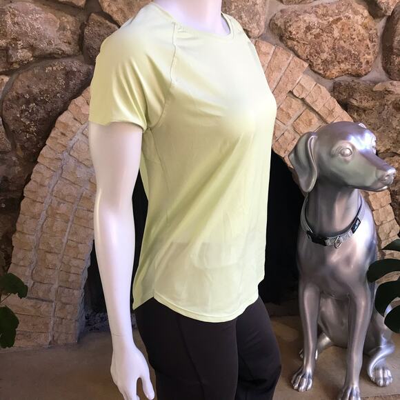 Under Armour Neon Green Yellow Open Back Short Sleeve Shirt Women's Size Large - Picture 3 of 5